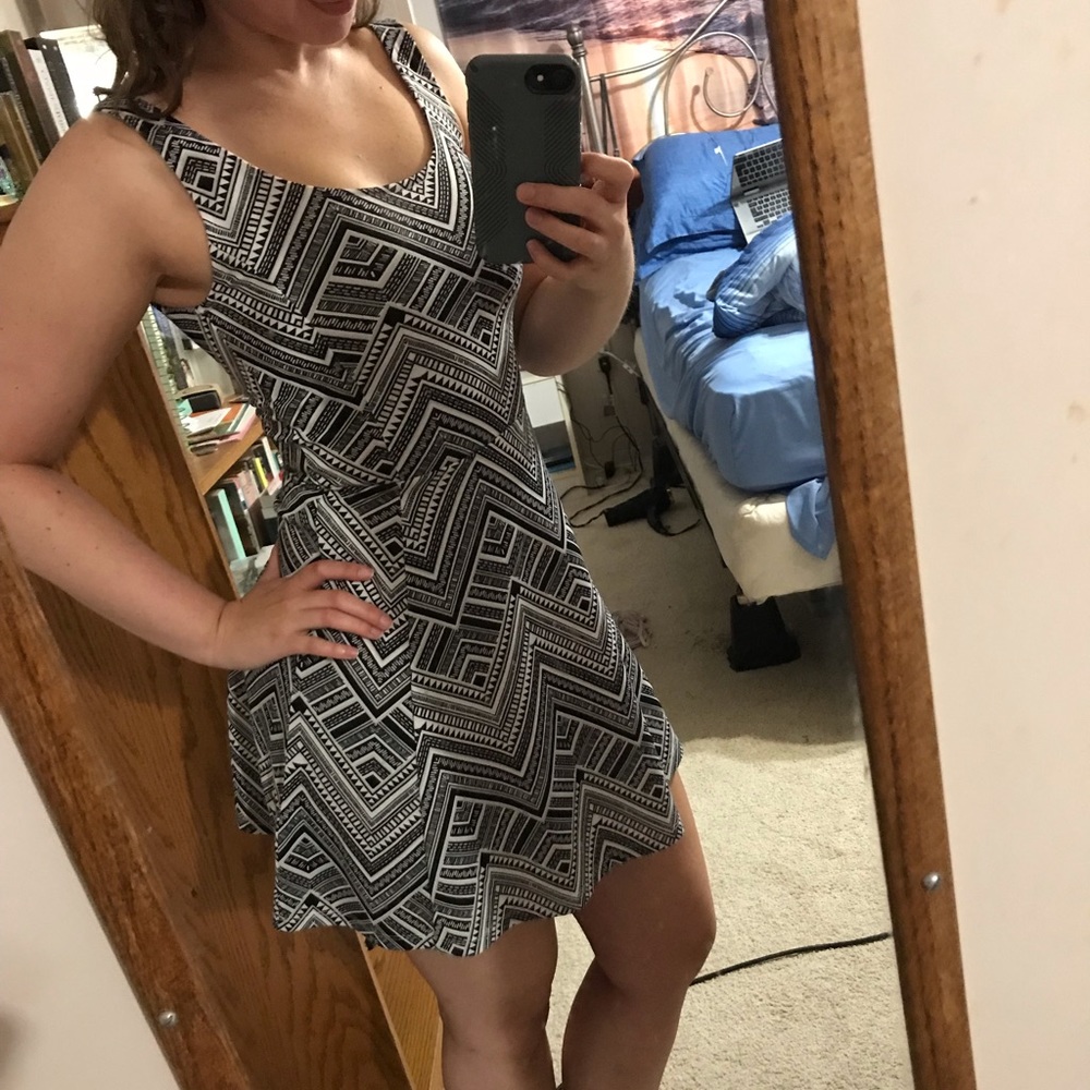 H&M black and white Aztec mini dress